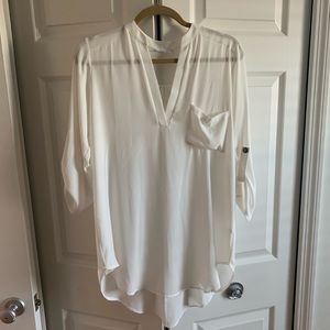 Lush Roll Tab Sleeve Tunic White